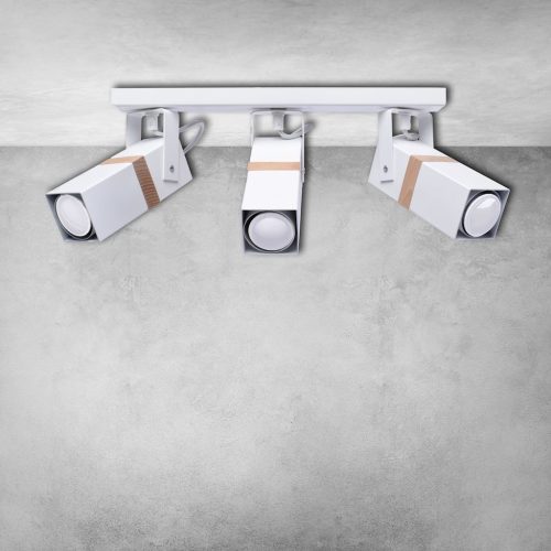 Mennyezeti lámpa skandináv stílusú loft fehér MiLAGRO VIDAR 3x GU10 Fém + fa