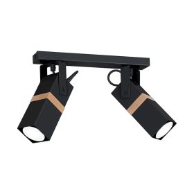   Mennyezeti lámpa skandináv stílusú loft fekete MiLAGRO VIDAR 2x GU10 Fém + fa