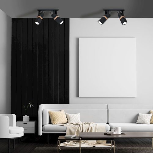 Mennyezeti lámpa skandináv stílusú loft fekete MiLAGRO VIDAR 2x GU10 Fém + fa