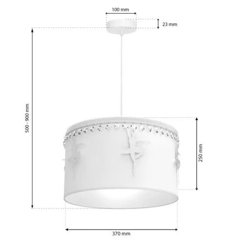 BALLETNICA függőlámpa 1xE27 lány balerina fehér MLP4969 Milagro fém + szövet + kristályok