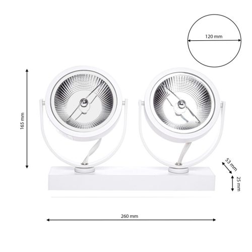 Felületre szerelhető Halogén Lugar Lugar White 2xAR111 GU10 Spot Milagro