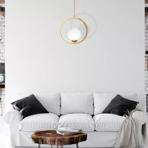 BÉCSI függőlámpa 1xE14 sárgaréz felni Geometrikus elegáns MLP5573 Milagro fém + üveg