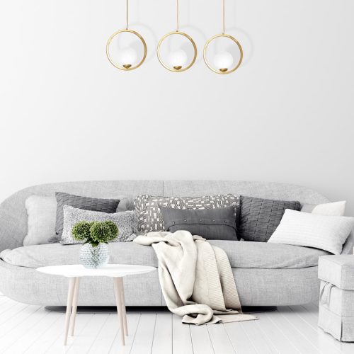 BÉCSI függőlámpa 3xE14 sárgaréz felni Geometrikus elegáns MLP5574 Milagro fém + üveg