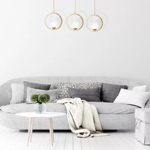BÉCSI függőlámpa 3xE14 sárgaréz felni Geometrikus elegáns MLP5574 Milagro fém + üveg