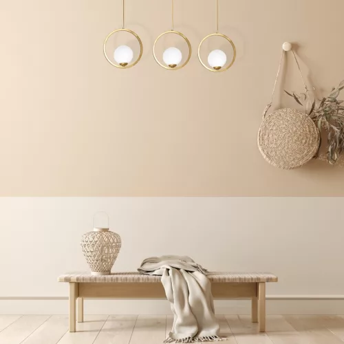 BÉCSI függőlámpa 3xE14 sárgaréz felni Geometrikus elegáns MLP5574 Milagro fém + üveg