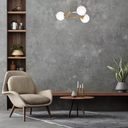 BÉCSI függőlámpa 3xE14 sárgaréz felni Geometrikus elegáns MLP5576 Milagro fém + üveg