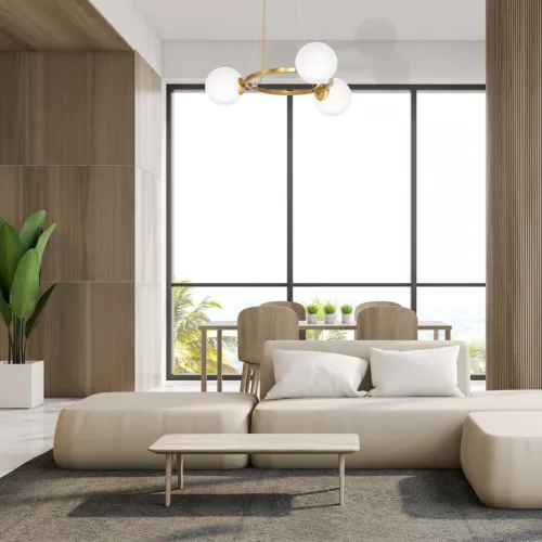 BÉCSI függőlámpa 3xE14 sárgaréz felni Geometrikus elegáns MLP5576 Milagro fém + üveg