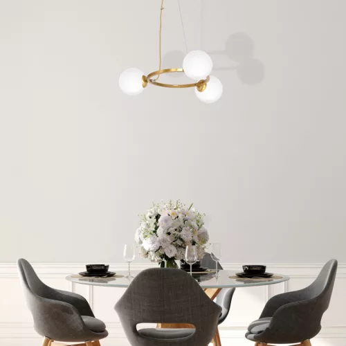 BÉCSI függőlámpa 3xE14 sárgaréz felni Geometrikus elegáns MLP5576 Milagro fém + üveg