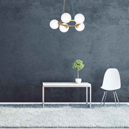 BÉCSI függőlámpa 5xE14 sárgaréz felni Geometrikus elegáns MLP5577 Milagro fém + üveg