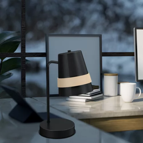 VENEZIA Asztali lámpa Fekete 1xE27 Éjszakai asztali lámpa Milagro