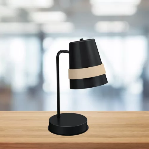 VENEZIA Asztali lámpa Fekete 1xE27 Éjszakai asztali lámpa Milagro