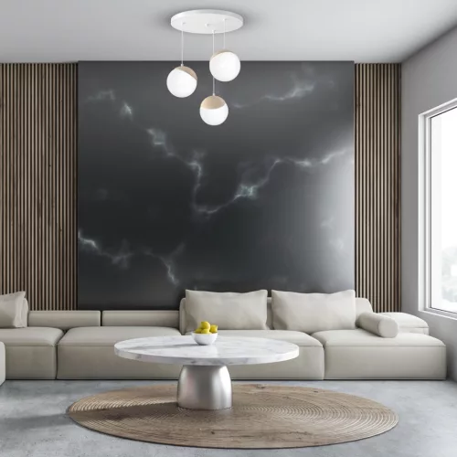 SFERA függőlámpa 3xE14 fehér fagolyók Részletek MLP5425 Milagro fém + fa + üveg