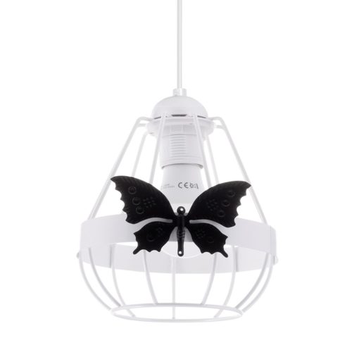 KAGO 1xE27 gyerek függő lámpa Black Butterfly White MLP4922 Milagro Metal