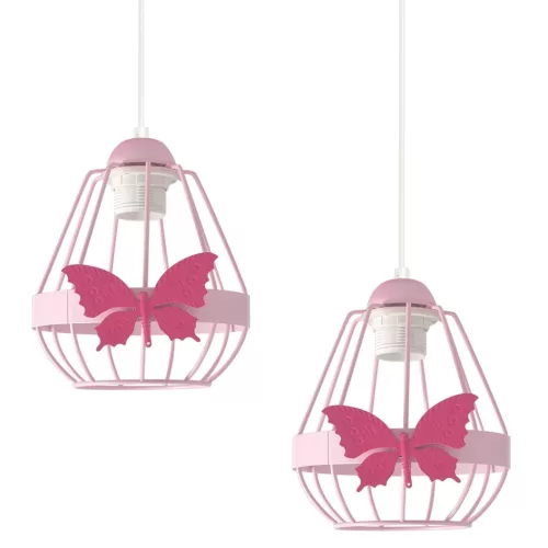 KAGO 3xE27 gyermek függőlámpa rózsaszín pillangó rózsaszín MLP4928 Milagro Metal