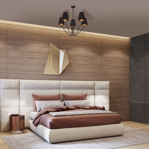 Csillár függőlámpa fekete MiLAGRO VICTORIA BLACK 5x E27