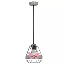   KAGO 1xE27 függő gyermeklámpa Pink Butterfly Grey MLP4932 Milagro Metal