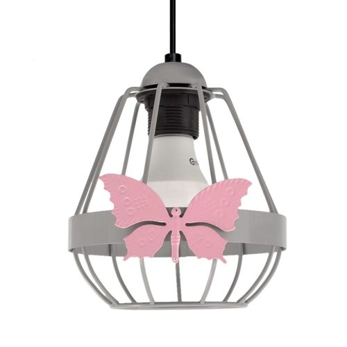 KAGO 1xE27 függő gyermeklámpa Pink Butterfly Grey MLP4932 Milagro Metal