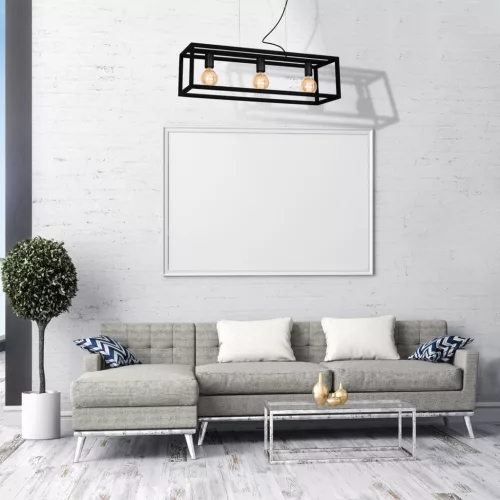 Modern fekete fém függőlámpa CAGE 3x E27 MiLAGRO