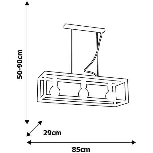 Modern fekete fém függőlámpa CAGE 3x E27 MiLAGRO