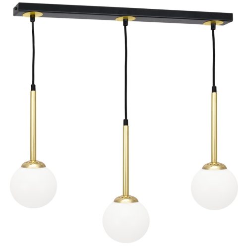 MiLAGRO PARMA fekete sárgaréz függőlámpa 3x E14