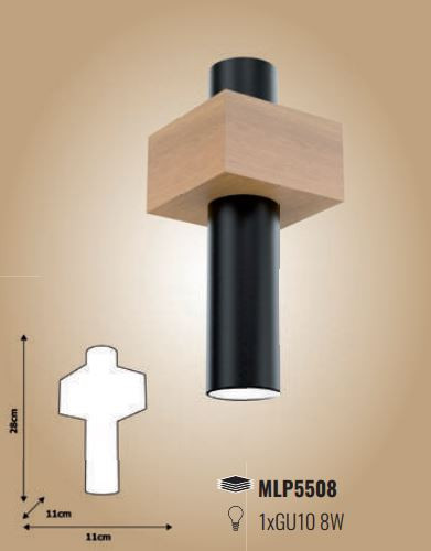 WEST mennyezeti lámpa fekete 1x GU10 MILAGRO geometrikus fém + fa skandináv stílusban