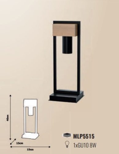 WEST asztali lámpa fekete 1xGU10 MILAGRO geometrikus fém + fa skandináv stílusban
