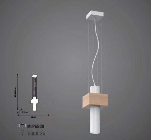 WEST függőlámpa fehér 1x GU10 MILAGRO geometrikus fém + fa skandináv stílusban