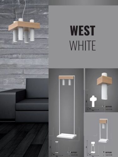 WEST függőlámpa fehér 1x GU10 MILAGRO geometrikus fém + fa skandináv stílusban
