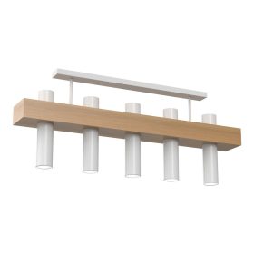   WEST függesztett mennyezeti lámpa fehér 5x GU10 MILAGRO geometrikus fém + fa