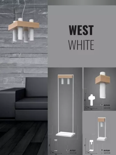 WEST asztali lámpa fehér 1x GU10 MILAGRO geometrikus fém + fa skandináv stílusban
