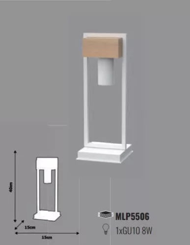 WEST asztali lámpa fehér 1x GU10 MILAGRO geometrikus fém + fa skandináv stílusban