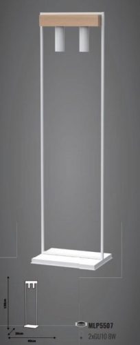 WEST állólámpa fehér 2x GU10 MILAGRO geometrikus fém + fa