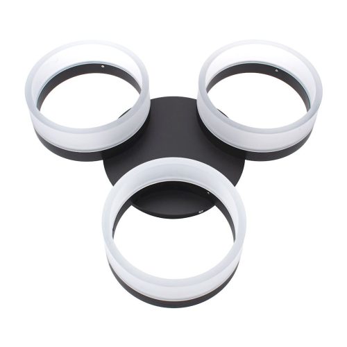 RING mennyezeti lámpa három körös fekete 36W LED IP20 Fém és akril modern stílusú Milagro