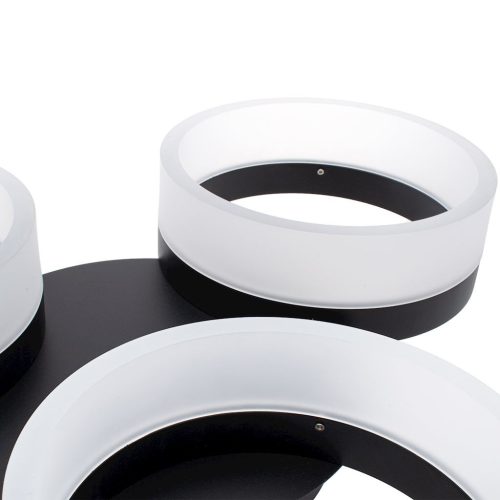 RING mennyezeti lámpa három körös fekete 36W LED IP20 Fém és akril modern stílusú Milagro