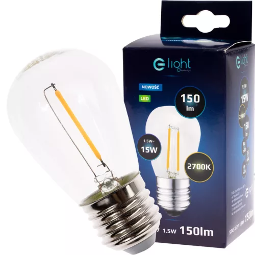 E27 ST45 LED izzó 1,5W = 15W 150lm 2700K Meleg 360°-os EKO-LIGHT izzószál a Girlandhoz