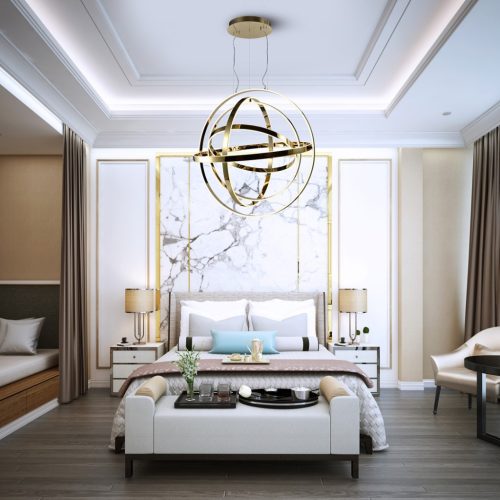 COPERNICUS 180W LED háromdimenziós golyós arany függőlámpa ML6152 Milagro alumínium + akril