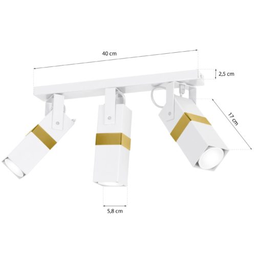 Mennyezeti lámpa 3x GU10 Spot Fehér + Arany VIDAR Milagro Modern stílus