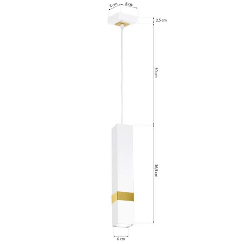 Függesztett lámpa Tuba Zwis VIDAR Fehér + arany 1x GU10 Milagro Metal Modern stílusban