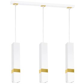   Függesztett lámpa Tuba Zwis VIDAR Fehér + arany 3x GU10 Milagro Metal Modern stílusban