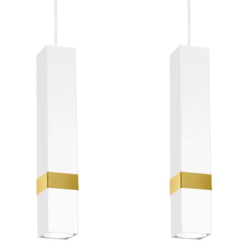 Függesztett lámpa Tuba Zwis VIDAR Fehér + arany 3x GU10 Milagro Metal Modern stílusban