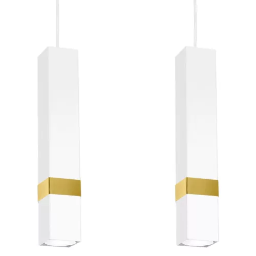 Függesztett lámpa Tuba Zwis VIDAR Fehér + arany 3x GU10 Milagro Metal Modern stílusban