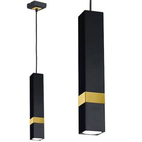  Függesztett lámpa Tuba Zwis VIDAR Fekete + arany 1x GU10 Milagro Metal Modern stílusban