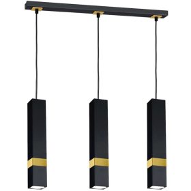   Függesztett lámpa Tuba Zwis VIDAR Fekete + arany 3x GU10 Milagro Metal Modern stílusban