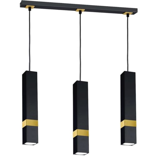 Függesztett lámpa Tuba Zwis VIDAR Fekete + arany 3x GU10 Milagro Metal Modern stílusban