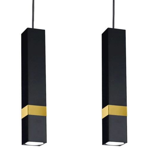 Függesztett lámpa Tuba Zwis VIDAR Fekete + arany 3x GU10 Milagro Metal Modern stílusban