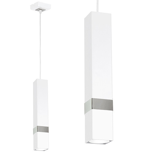 Függesztett lámpa Tuba Zwis VIDAR fehér + ezüst 1x GU10 Milagro Metal Modern stílus