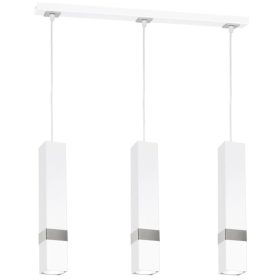   Függesztett lámpa Tuba Zwis VIDAR fehér + ezüst 3x GU10 Milagro Metal Modern stílus