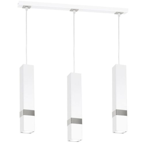 Függesztett lámpa Tuba Zwis VIDAR fehér + ezüst 3x GU10 Milagro Metal Modern stílus