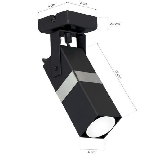 Mennyezeti lámpa fali lámpa 1x GU10 Spot Loft Fekete + Ezüst VIDAR Milagro