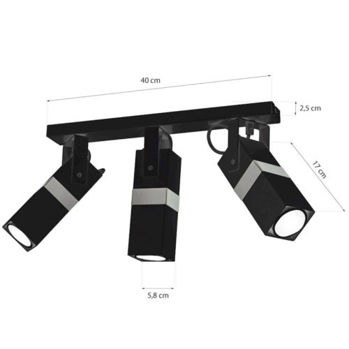 Mennyezeti lámpa 3x GU10 Spot fekete + ezüst VIDAR Milagro Modern stílus